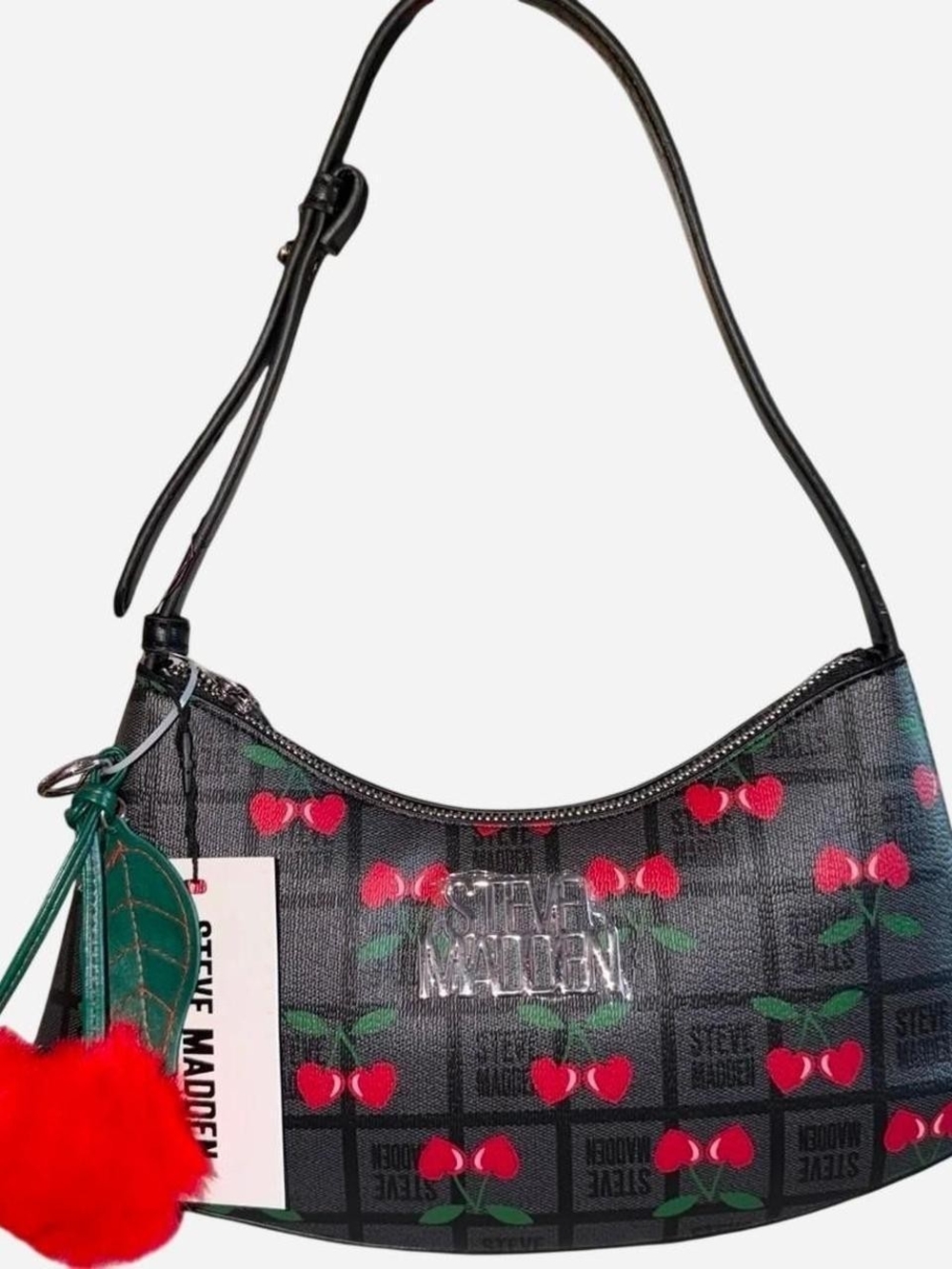 Steve Madden Black Cherry Print Shoulder Hobo